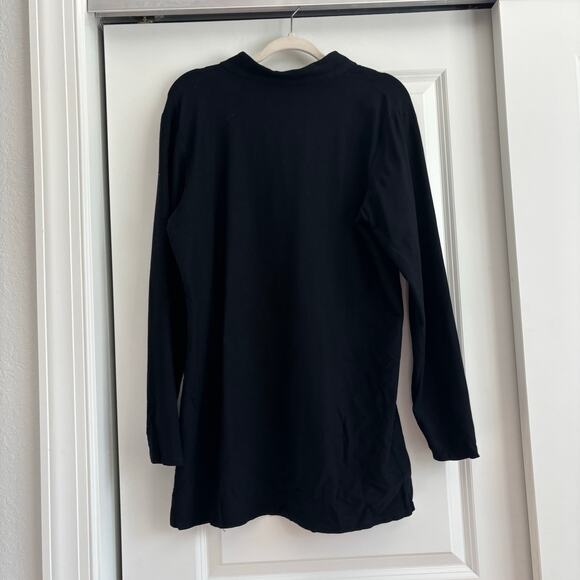 Eileen Fisher Black Stand Collar Jacket Zip Soft Stretch Jersey Knit M - Picture 2 of 9